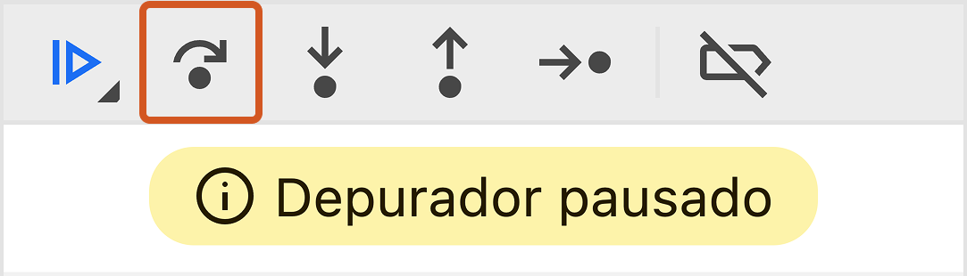 captura de tela mostrando onde está o botão 'Pular a próxima chamada de função (Step over)' no DevTools